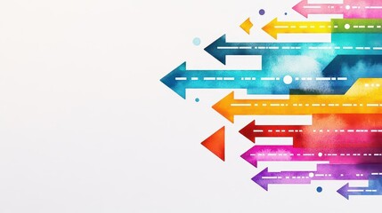 Poster - Beautiful Watercolor Arrows Pattern in Soft Pastel Colors Blending Harmoniously to Create a Unique and Artistic Background for Creative Projects