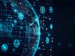 Poster - Global Network Connectivity Represented by a Globe with Interconnected Lines Symbolizing Technology Communication and International Collaboration