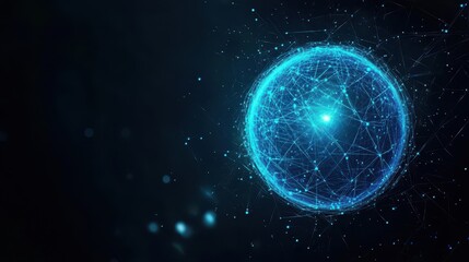 Poster - Intricate Sphere Composed of Interconnected Dots and Lines Emphasizing Depth and Complexity in a Modern Abstract Visualization of Connectivity