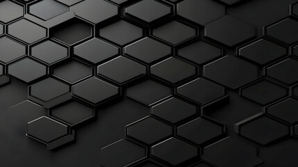 Poster - 3D Abstract Background Hexagon Black Texture Pattern Design Illustration