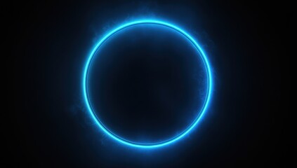 Poster - Glowing Blue Circular Ring with Soft Light Effects on a Dark Background for Digital Art and Abstract Designs