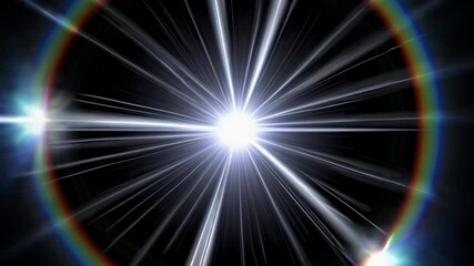 Poster - Brilliant white light beams converging in dark space, futuristic energy concept