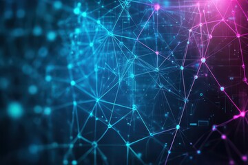Poster - Futuristic Abstract Technology Background Featuring Interconnected Lines and Dots Creating a Dynamic Digital Network Depicting Innovation and Connectivity