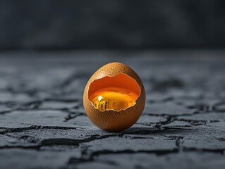 Poster - Intriguing Egg with a Unique Hole Illustrating Fragility and Potentiality in Nature Capturing the Essence of Life and New Beginnings in a Simple Form