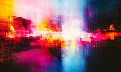 Poster - Abstract Cityscape with Dynamic Colors and Geometric Structures