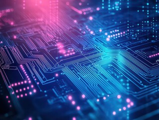 Poster - Intricate Circuit Board Featuring Complex Pathways and Connections Highlighting Modern Technology and Innovation in a High-Tech Environment