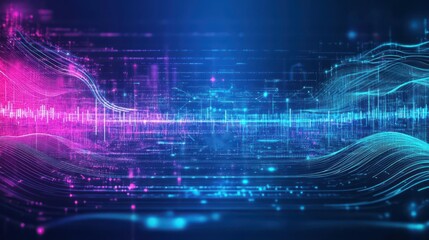 Poster - Intricate Abstract Technology Background Featuring Flowing Lines and Waves in Vivid Colors Representing Innovation and Modern Digital Aesthetics