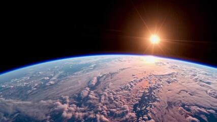 Poster - Sunrise over earth from space with dramatic lighting. Cosmic beauty concept
