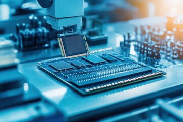 Poster - Intricate Close-Up of a Computer Processor with Micro Processor Showcasing Advanced Technology and Precision Engineering in a Modern Digital Environment