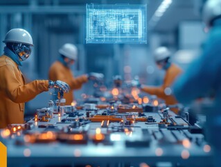 Poster - Dedicated Factory Worker Skillfully Crafting Metal Component in Industrial Setting Highlighting Precision and Commitment to Quality Manufacturing Processes