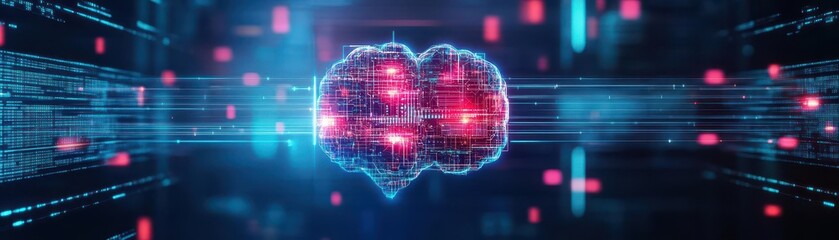 Poster - Futuristic Brain Glowing in Darkness of an Isolated Room Evoking a Sense of Mystery and Advanced Technology in a Surreal and Thought-Provoking Scene