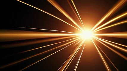 Poster - Radiant burst of golden light beams against dark background. Energy and speed concept