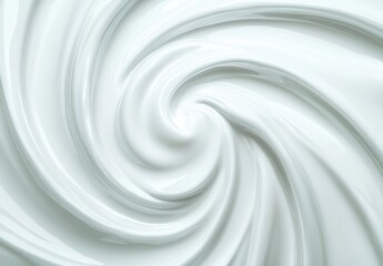 Poster - Smooth white swirl of cream or lubricant showcasing a glossy texture for background use in design, art, or commercial projects