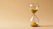 © stockist7 - A symbolic hourglass with sand filling up and expanding, representing time, growth, and improvement against a soft pastel beige background