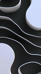 Poster - 3D Abstract Background Illustration- Black and White Wavy Design
