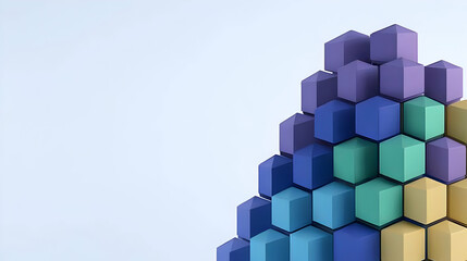Poster - 3D Illustration Abstract Background Colorful Hexagonal Structure
