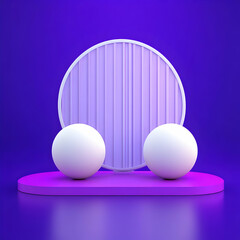 Poster - 3d illustration - abstract purple stage with white spheres
