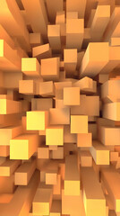 Poster - 3D Abstract Background Orange Cubes Design Illustration