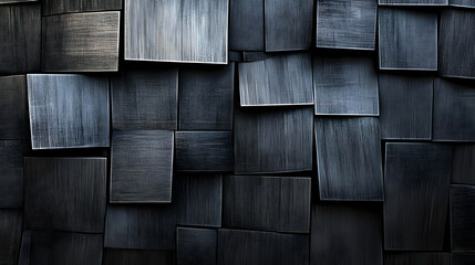 Poster - 3D Illustration Abstract Background Dark Squares Texture Design Pattern Wall Geometric Modern Art