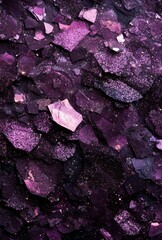 Poster - Textured Purple Crystal Surface Close-up with Shimmering Glitter Effect and Natural Mineral Patterns for Background in Art and Design Projects
