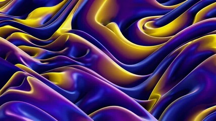 Poster - Abstract waves with purple and yellow gradients, fluid movement. Art design concept