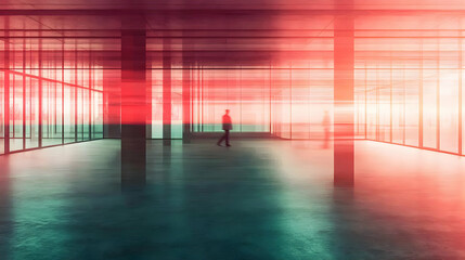 Poster - Abstract Architectural Illustration Red Hues