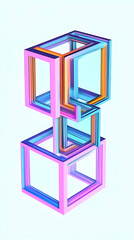 Poster - 3D Illustration Abstract Colorful Cubes Interconnected Design