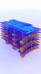 Poster - 3D Illustration Abstract Architecture Design Modern Structure Building Glass Geometric