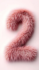 Poster - 3D Illustration Pink Fur Number Two on Pink Background