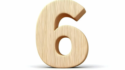Poster - 3D Illustration Number Six Wooden Texture Figure