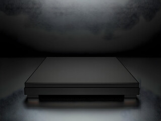 Poster - 3D Illustration Empty Black Platform on Dark Abstract Background