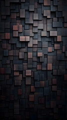 Poster - 3D Abstract Background Illustration - Dark Squares Texture Design
