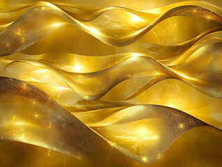 Wall Mural - abstract background golden waves illustration