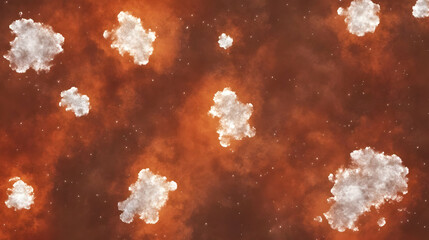 Poster - Abstract Background Illustration - Orange Nebula Clouds and Stars
