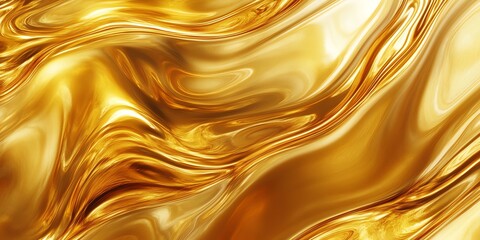 Poster - Shimmering Golden Liquid Texture Flowing Smoothly Across a Surface in Bright Light