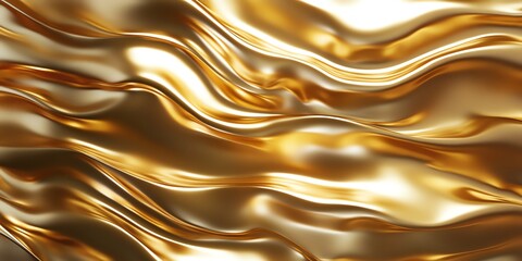 Poster - Wavy Golden Texture With Smooth, Reflective Surfaces Flowing in a Captivating Pattern