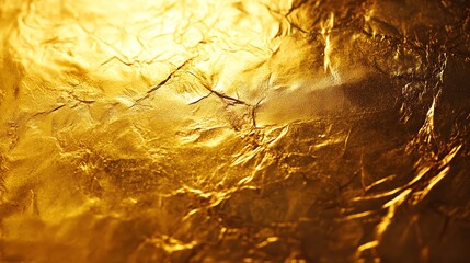 Poster - Texture of Crinkled Gold Foil Under Soft Light Creates a Warm and Luxurious Background for Design Applications