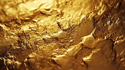 Poster - Textured Golden Surface Reflecting Light, Showcasing Intricate Patterns and a Warm Glow