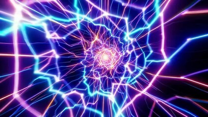 Poster - Abstract neon vortex with electric lines, vibrant colors. Futuristic energy concept