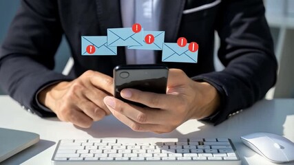 Poster - Connected: Person Checking Emails on Smartphone, Digital Communication, Modern Lifestyle, Mobile Technology, Instant Messaging, Active Communication, 