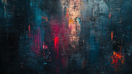 Poster - Vibrant Abstract Painting Showcasing Dynamic Swirls of Bold Colors on a Textured Surface