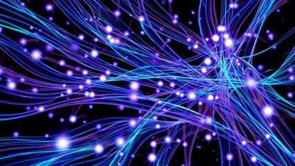 Leinwandbilder - Abstract glowing blue and purple light trails, digital energy background. Futuristic design concept