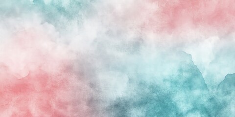Poster - Soft Watercolor Background Featuring Gentle Pink and Turquoise Hues Blending Seamlessly in a Serene Atmosphere
