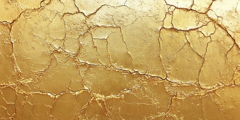 Poster - Golden Cracked Surface Showcasing Unique Texture and Intricate Patterns in a Bright, Illuminated Setting