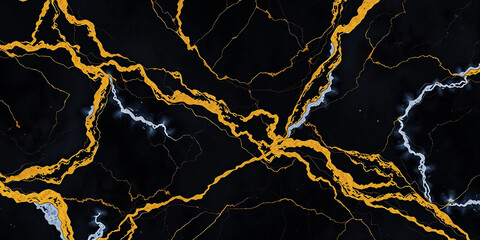 Wall Mural - modern artistry: black and gold marble texture with shimmering details