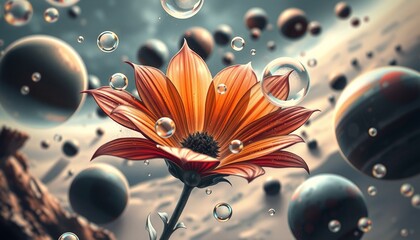 Wall Mural - Cosmic Bloom in Floating Realm