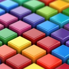 Poster - Colorful Glossy Square Tiles Arranged in a Pattern on a Flat Surface for Artistic Backgrounds