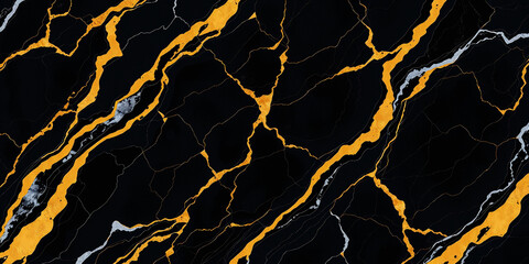 Wall Mural - contemporary marble, black-gold pattern, striking texture, minimalist art, high-end design