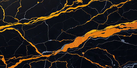 Wall Mural - contemporary marble, black-gold pattern, striking texture, minimalist art, high-end design