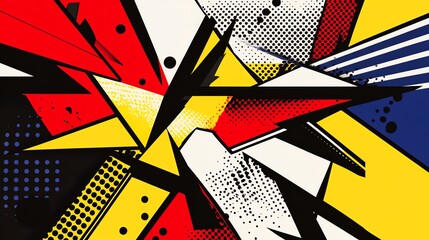 Poster - Vibrant Abstract Art Featuring Bold Colors and Dynamic Shapes, Creating an Energetic Visual Composition in Modern Design